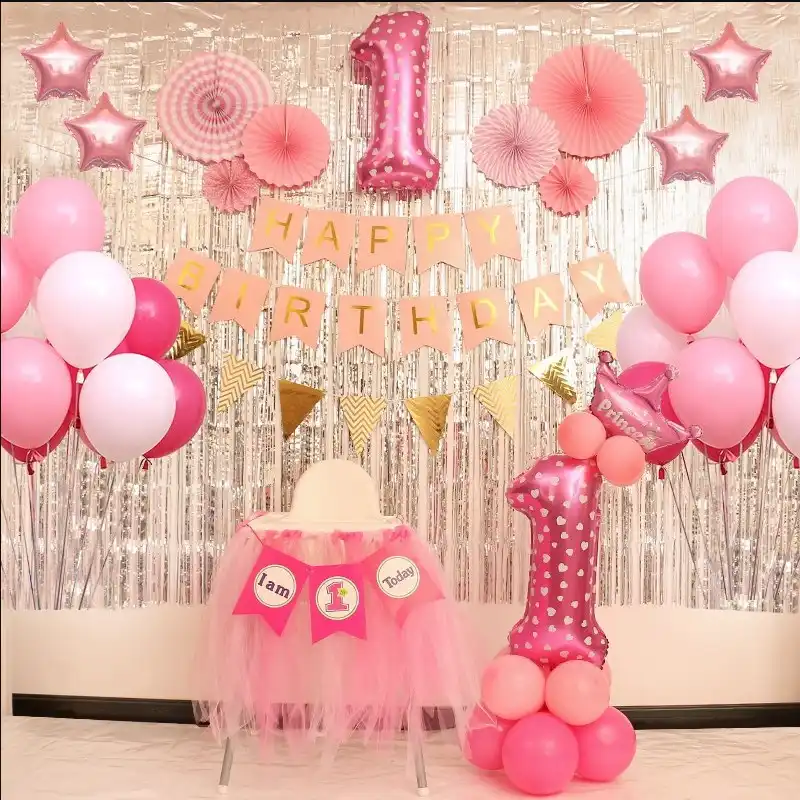 Conjunto de decoraciones para fiestas de bebés, decoraciones de 1 año