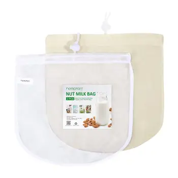 

2PCS Nylon Fine Mesh Food Strainer Filter Bag Organizer Bag for Home Nut Milk Cold Brew Coffee Juice Kitchen Supplies