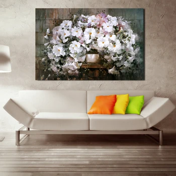 

Wedding Decorative Posters A Pot of Small White Flowe Canvas Painting Nordic Poster Wall Pictures For Living Room Art Unframed