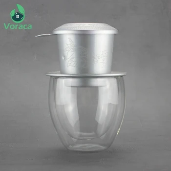 

Portable Aluminum Vietnam Coffee Dripper Filter High Quality Coffee Maker Carved Refined Zhongyuan Ice Coffee Filter Drip Pot