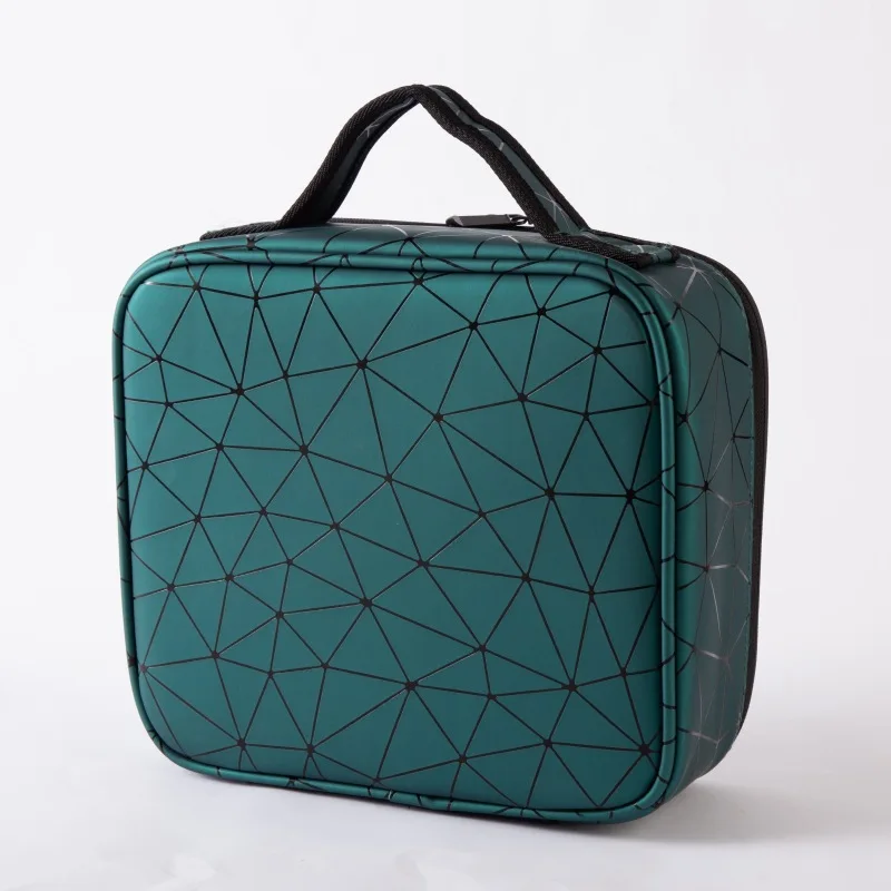 Green lattice Новая портативная квадратная косметичка для путешествий, органайзер для макияжа, профессиональная косметическая коробка для хранения макияжа - Цвет: Green lattice