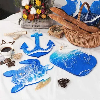 

DIY Crystal Epoxy Mold Resin Silicone Mould Marine Series Anchor Sea Turtle Whale Tray Casting Molds Handmade Mirror Mould