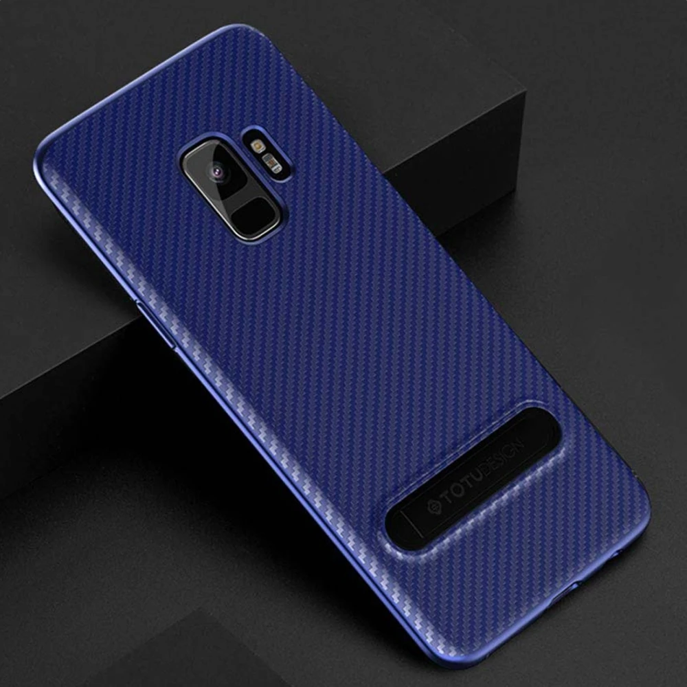 TOTU чехол для телефона для samsung Galaxy S9 TPU+ PC защитный чехол на заднюю панель с держателем для samsung Galaxy S9 - Цвет: Синий
