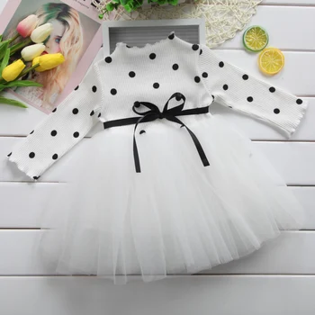 

Newborn Infant Baby Girl Princess Dress Long Sleeve Bow Dot Tulle Tutu Ball Gown Party Dresses Kid Little Girls Clothes