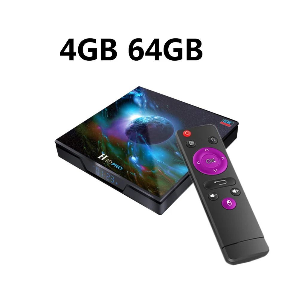 H10 PRO Android OS 9,0 ТВ приставка Allwinner H603 Четырехъядерный 4 ГБ DDR3 64 Гб телеприставка 2,4G/5G двойной wifi Поддержка 6K медиаплеер - Цвет: 4gb 64gb