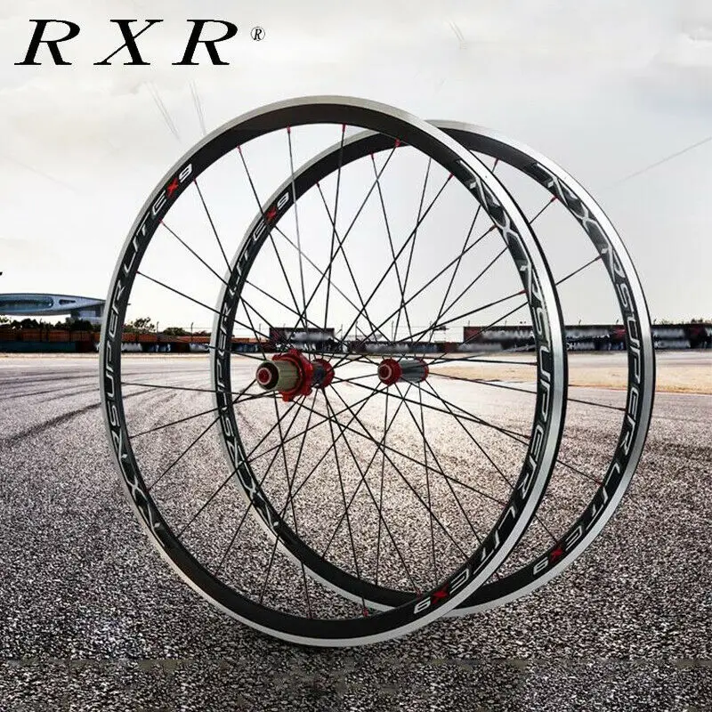 RXR Carbon Wheelset 700c 7 8 9 10 11 Speed Hub Road Bicycle Wheel Sets F&R Clincher Rim Bike Wheel Clincher V Brake QR 100/130mm