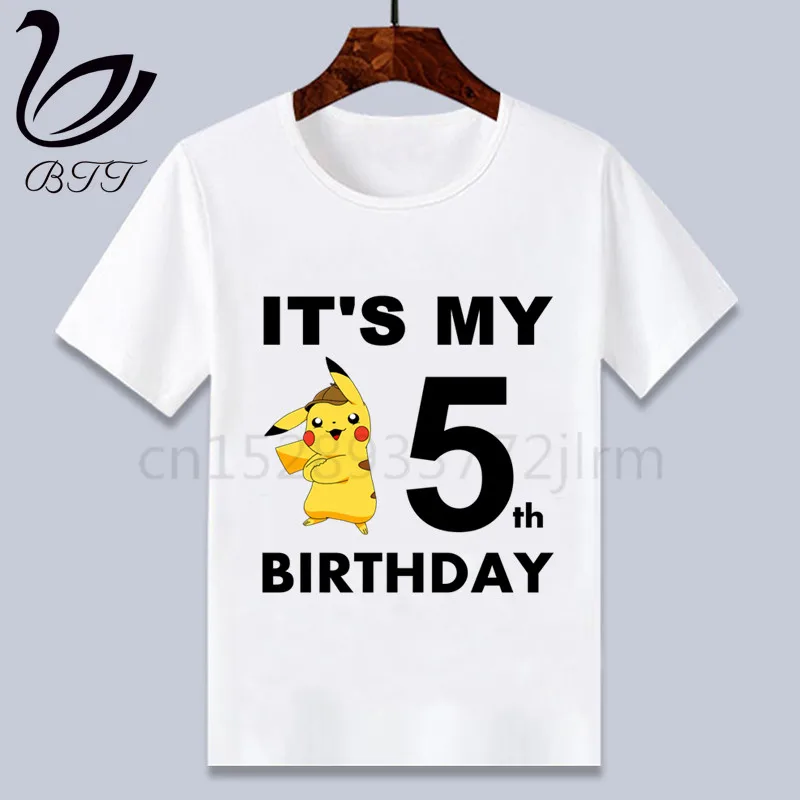 Детская одежда с принтом «Покемон го Пикачу» на День рождения; футболка для девочек; подарок на день рождения; детская одежда; футболки для мальчиков; футболки для малышей - Цвет: E