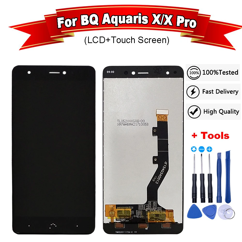 ЖК-дисплей и сенсорный экран с рамкой для BQ Aquaris X Pro дигитайзер в сборе телефона bq x