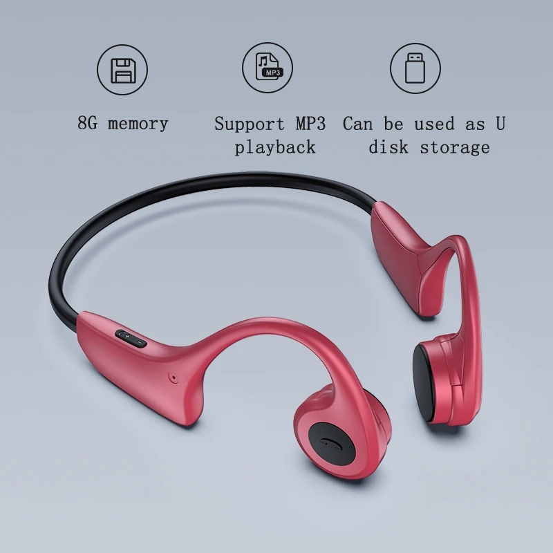 DDJ For Samsung Wireless Bluetooth Earphones Bone Conduction Headphones MP3 Palyer Built In 8G Memory Headset With Microphone
