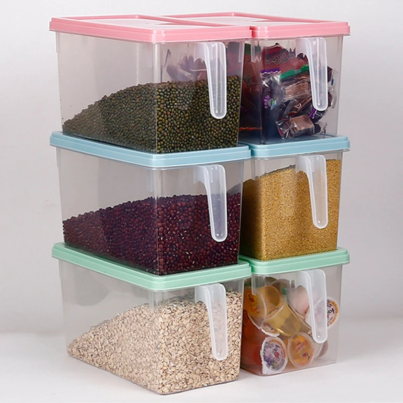 

Reusable Transparent Food Storage Containers Kitchen Refrigerator Sealed Food Organizer Box with Handle Food Fresh Keeping