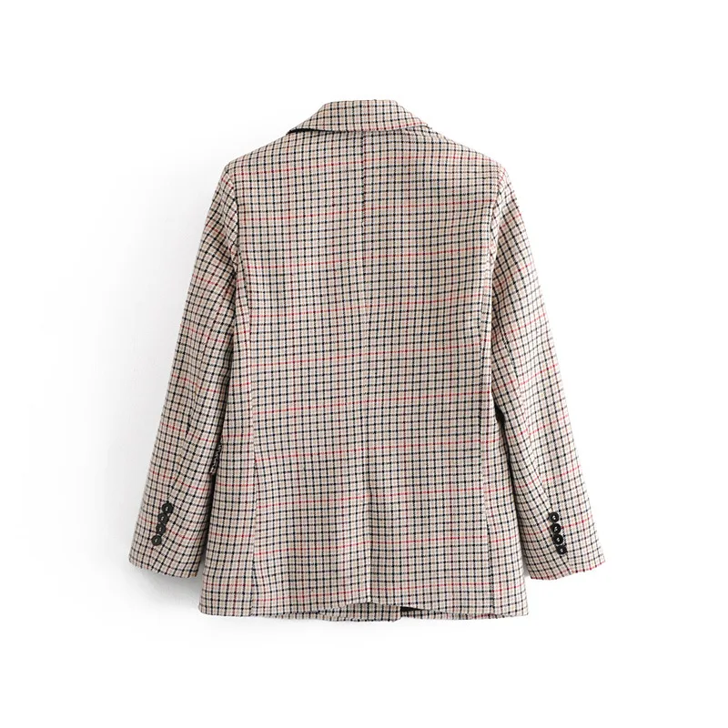 

B4856-Western Style WOMEN'S Dress 2019 Spring New Style Fashion Thousands of Birds Double Breasted Suit Jacket Women's
