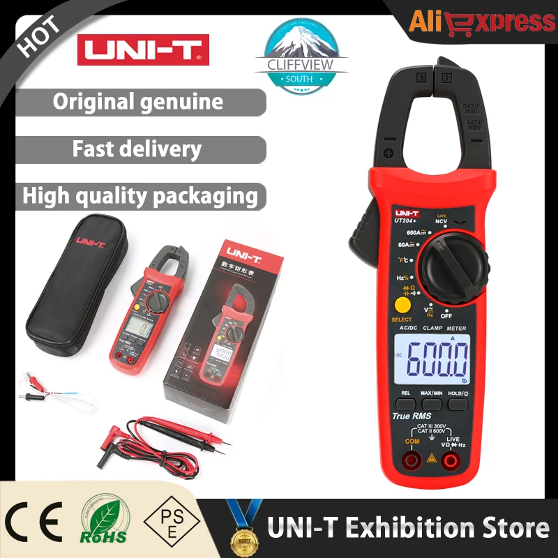 voice volume meter UNI-T UT204 Plus/UT210 Series Clamp Ammeters. Temperature Voltage Tester LCD Digital Current clamp AC/DC NCV True Rms Multimeter loggers tape measure