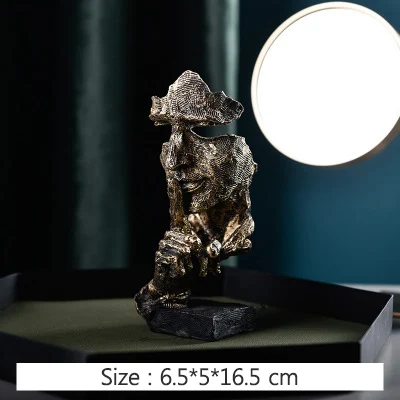 Abstrac Thinker Character Sculpture For Home Decoration Figurines Resin Crafts Vintage Artwork Office Desk Decor Miniature Model - Цвет: gold s