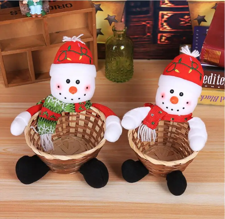 Christmas Candy Storage Basket Decoration Santa Claus Storage Basket Gift Desktop Decoration Santa Claus Storage Basket