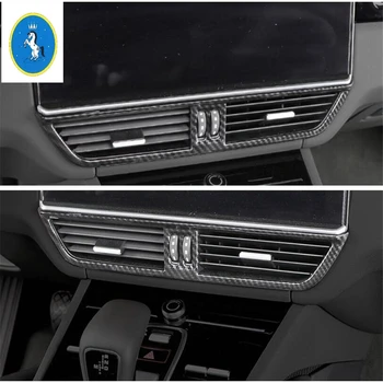 

Yimaautotrims Middle Air Conditioning AC Outlet Vent Cover Trim ABS Carbon Fiber Look / Red For Porsche Cayenne 2018 2019 2020