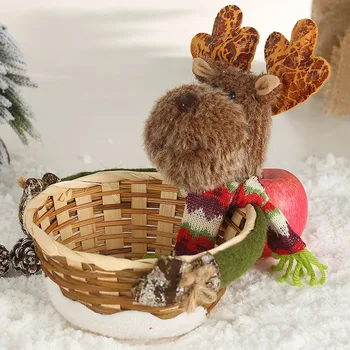 

Christmas Decor Doll Gift Candy Basket Imitation Bark Rattan Weaving Style Sale