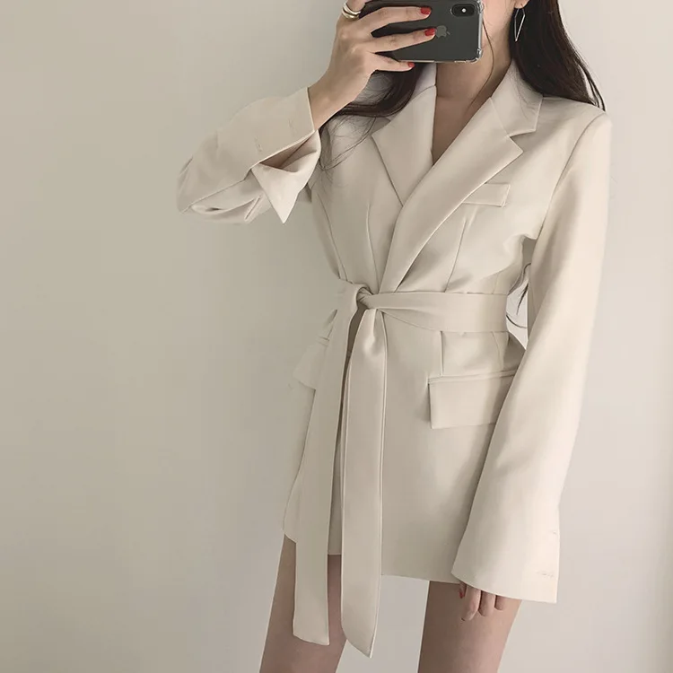 

2019 Autumn New Style CHIC Retro of Belt Korean-style Casual Elegant INS Small Suit Coat Women's Fashion
