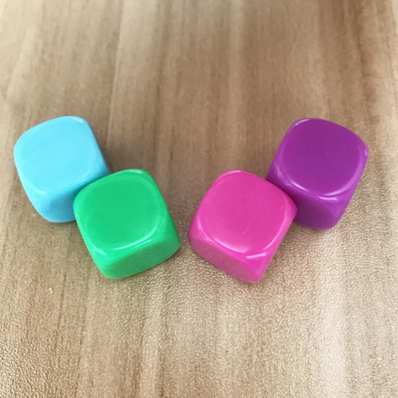 

New 10Pcs/Lot 16mm Blank Dice Acrylic Rounded Corners Hexahedron Colour Dice Can Write Originality DIY Dice Set