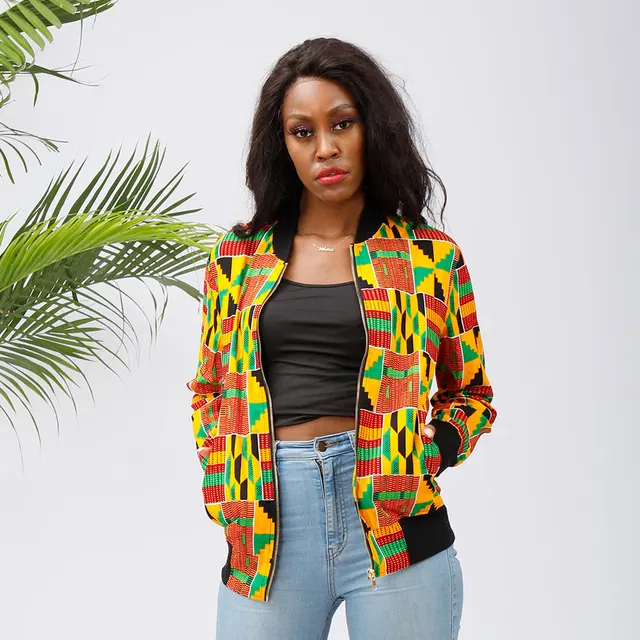2022 African women's jacket printed Bazin long sleeve fashion African traditional dashiki women's Retro jacket COLOR1