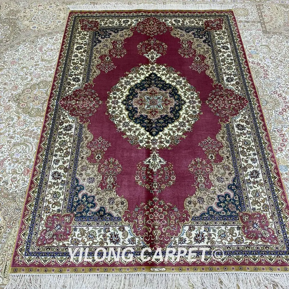 Yilong 4'x6' ручной работы персидские красные ковры турецкий античный шелковый ковер в восточном стиле(ZQG227A
