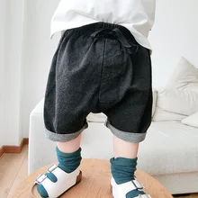 Летняя одежда; детские короткие джинсы; детская одежда в Корейском стиле; брюки с высокой посадкой сзади; шорты-бермуды для мальчиков; ковбойские шорты с большим заячьими ушками