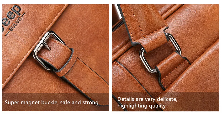 Мужской портфель с ремнем через плечо jeep buluo, оранжевый портфель для ноутбука 15.6", брендовая деловая сумка для документов, кожаная сумка для