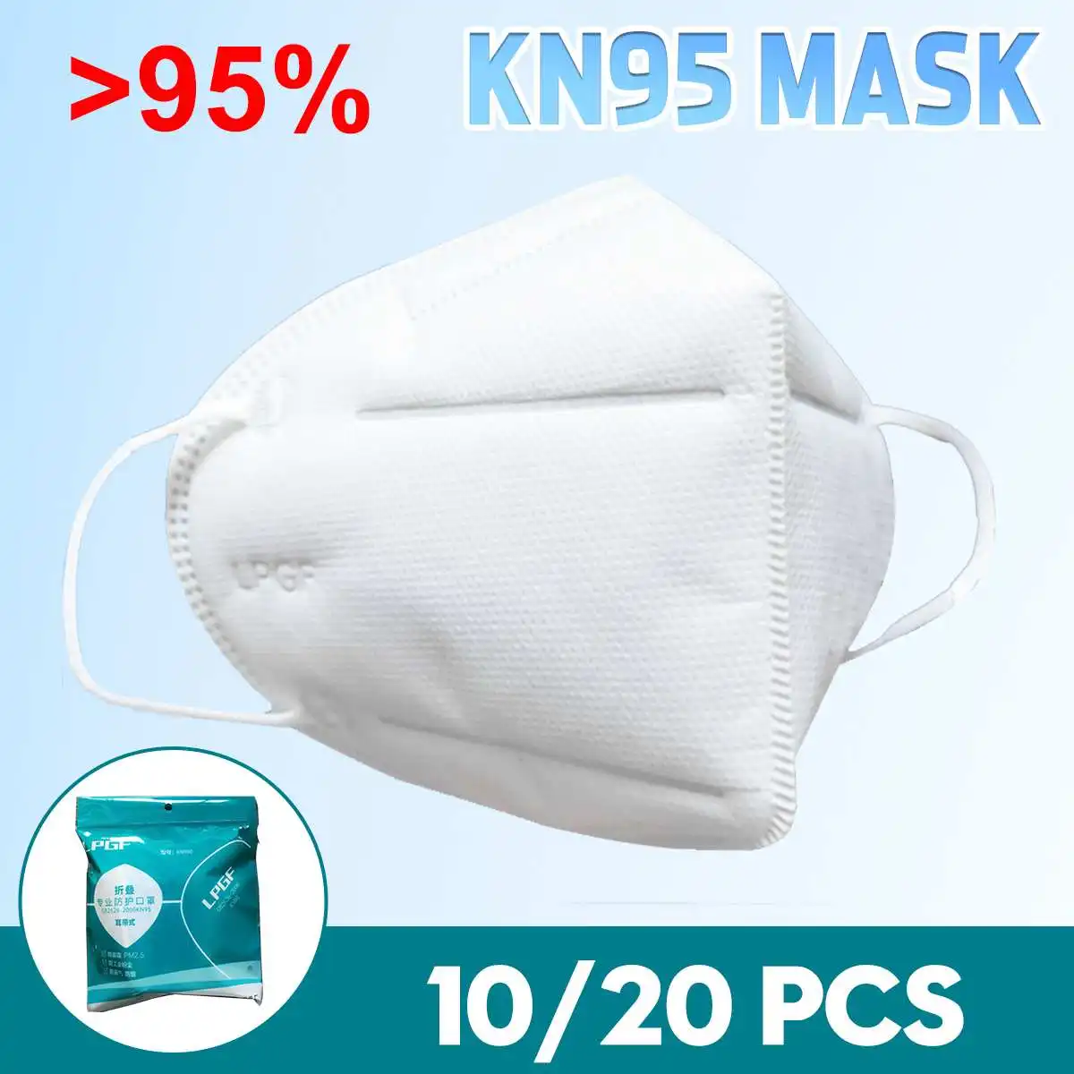 

10/20PCS KN95 Disposable Protective Mask 5 Layers PM2.5 Dustproof Facial Protective Cover Mask Earloop Safety Protective Mask