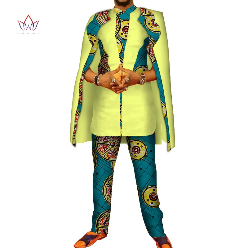 Африканский принт 3 шт. мужские комплекты Топ dashiki и брюки и халат набор Базен размера плюс традиционная африканская одежда 6XL WYN327 - Цвет: 1