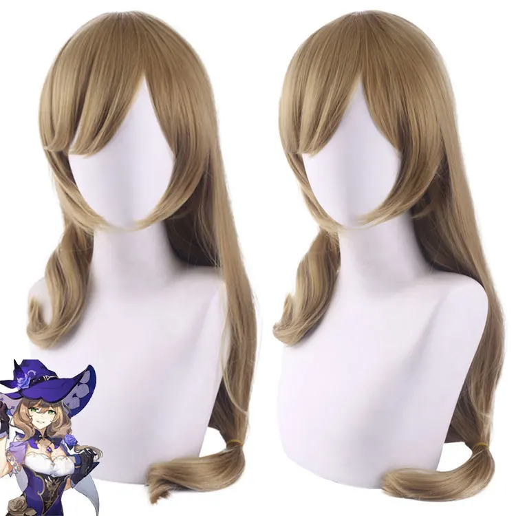 

80CM Genshin Impact Lisa Cosplay Women Christmas Linen Wig Cosplay Anime Cosplay Wigs Heat Resistant Wigs Halloween