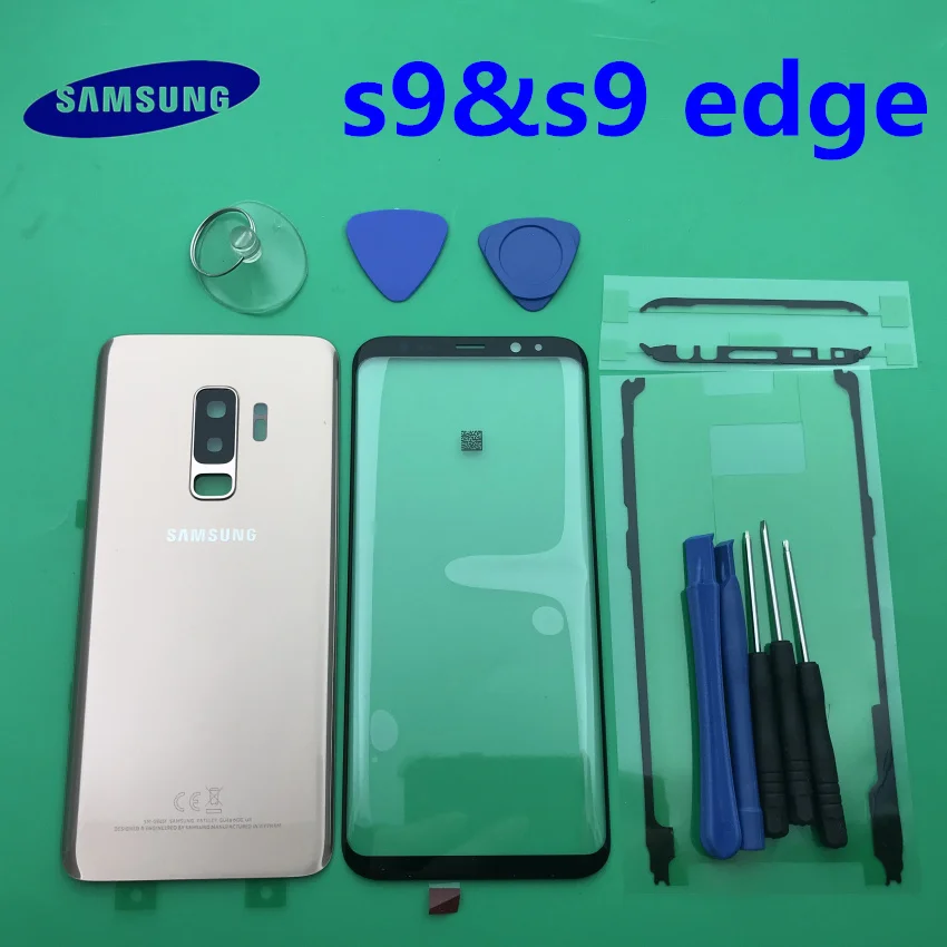 Для samsung Galaxy S9 G960 S9 plus G965 задняя крышка батарейного отсека задняя крышка корпус с ушной камерой стекло Передний экран стекло