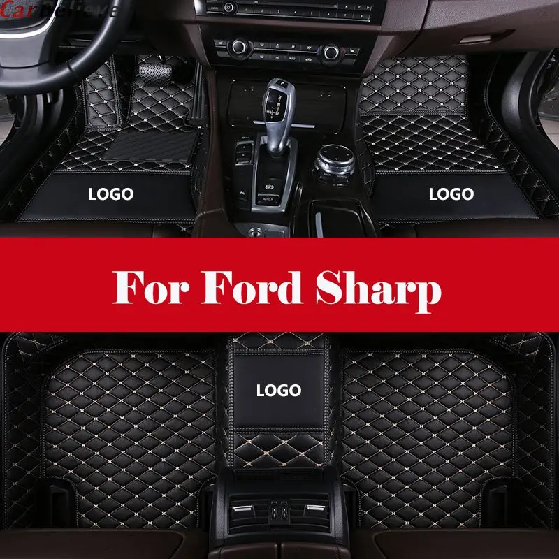 

Luxury Waterproof Leather Auto Floor mats Front + Rear All Weather Interior Mat Carpet For Ford Sharp
