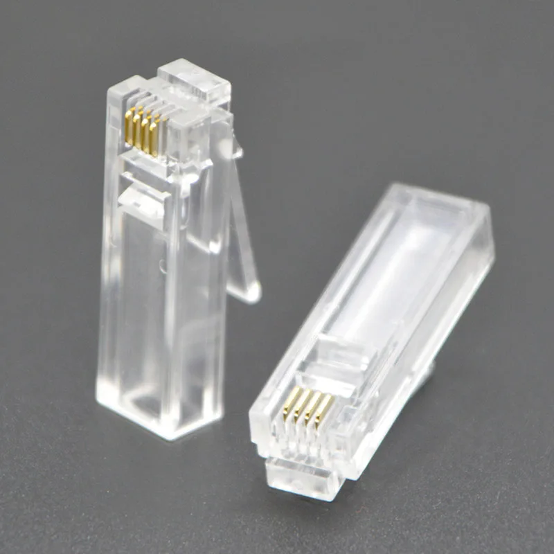 Rede Conector Rj12 6p4c 6p6c Extra Longo 32.8 mm Telefone Prolongado Cabeça de Cristal Extra Longo Atacado 100 Peças