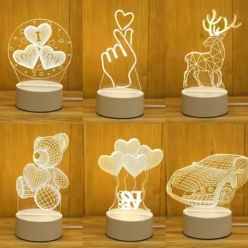 

3 Colors LED Night Light Lamp for Bedroom Colorful Indoor LED Light Novelty Illusion Electronic 3D Table Lamp Gifts for Children