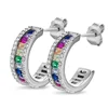 Huitan Colorful Rainbow Earrings for Women Half Circle Brilliant Girl Party Accessories Delicate Female Statement Hoop Earrings 1