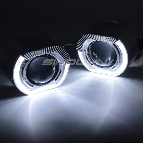 Sinolyn LED 엔젤 아이즈 바이 제논 프로젝터 렌즈, 헤드라이트 H7 H4 방향 지시등, 자동차 조명, 자동차 액세서리, 2.5 인치, 3.0 인치 4
