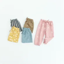 Г. Летние новые стильные противомоскитные штаны для детей мужские и женские детские штаны Детский фонарь, брюки Универсальный тонкий хлопок, лен A