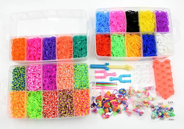 DIY Toy Rubber Bands Set Kid DIY Bracelet Silicone Rubber Bands Elastic  Weave Bands Toy Children Goods 4