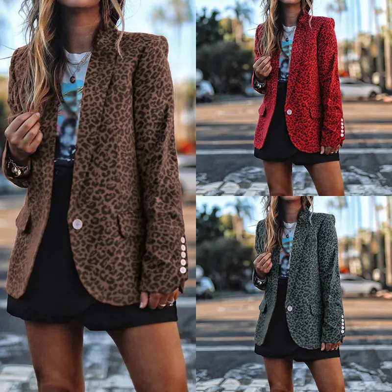 90% OFF Ladies Blazer Leopard Print Long Sleeve Blaser Women Suit jacket Office Ladies Top Coat Blazer Female Feminine Blazer Femme