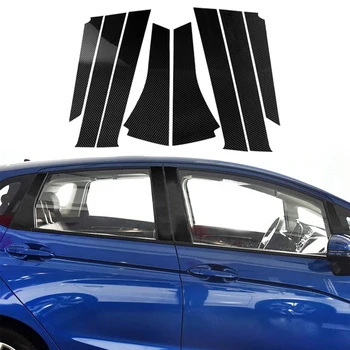 

Accessories Window Pillar cover Car 8Pcs Exterior Wear-resistant Carbon Fiber Black