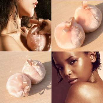 

Shimmering Flash Body Contour Makeup Illuminator Handmade Plush Bronze Highlighter Ball Puff Containing Glitter Puff