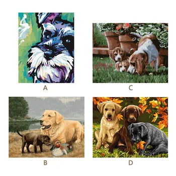 

40 x 50cm DIY Oil Painting by Number Kit Animal Dog Frameless Digital Paint Home Wall Art Canvas Brushes for Kids Beginner