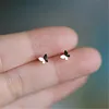 Pendientes de plata de ley 925 de oro de 14k para mujer, aretes de mariposa brillantes simples, accesorios de joyería coreanos para estudiantes ► Foto 2/6