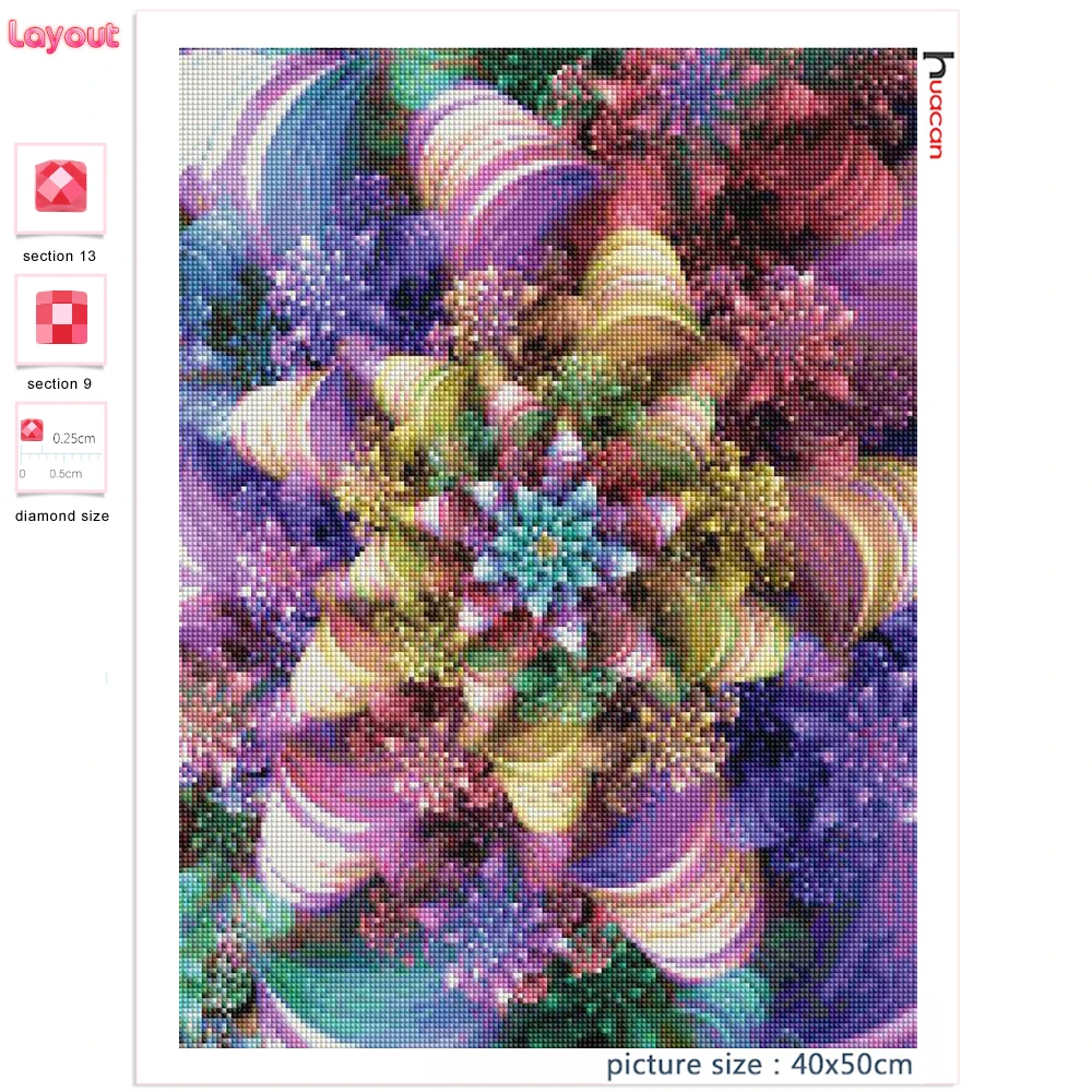 Huacan 5d Diamond Art Painting Mandala Flower Wall Stickers