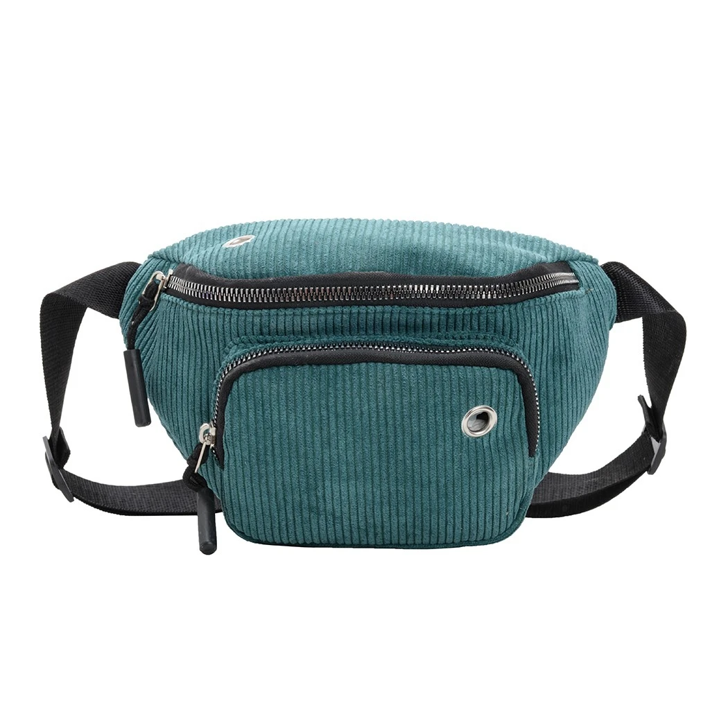 Aelicy Waterproof Waist Bag Men Female Corduroy Functional Money Phone Belt Belt Bag With 2 Zipper Bags Large Capacity 1024
