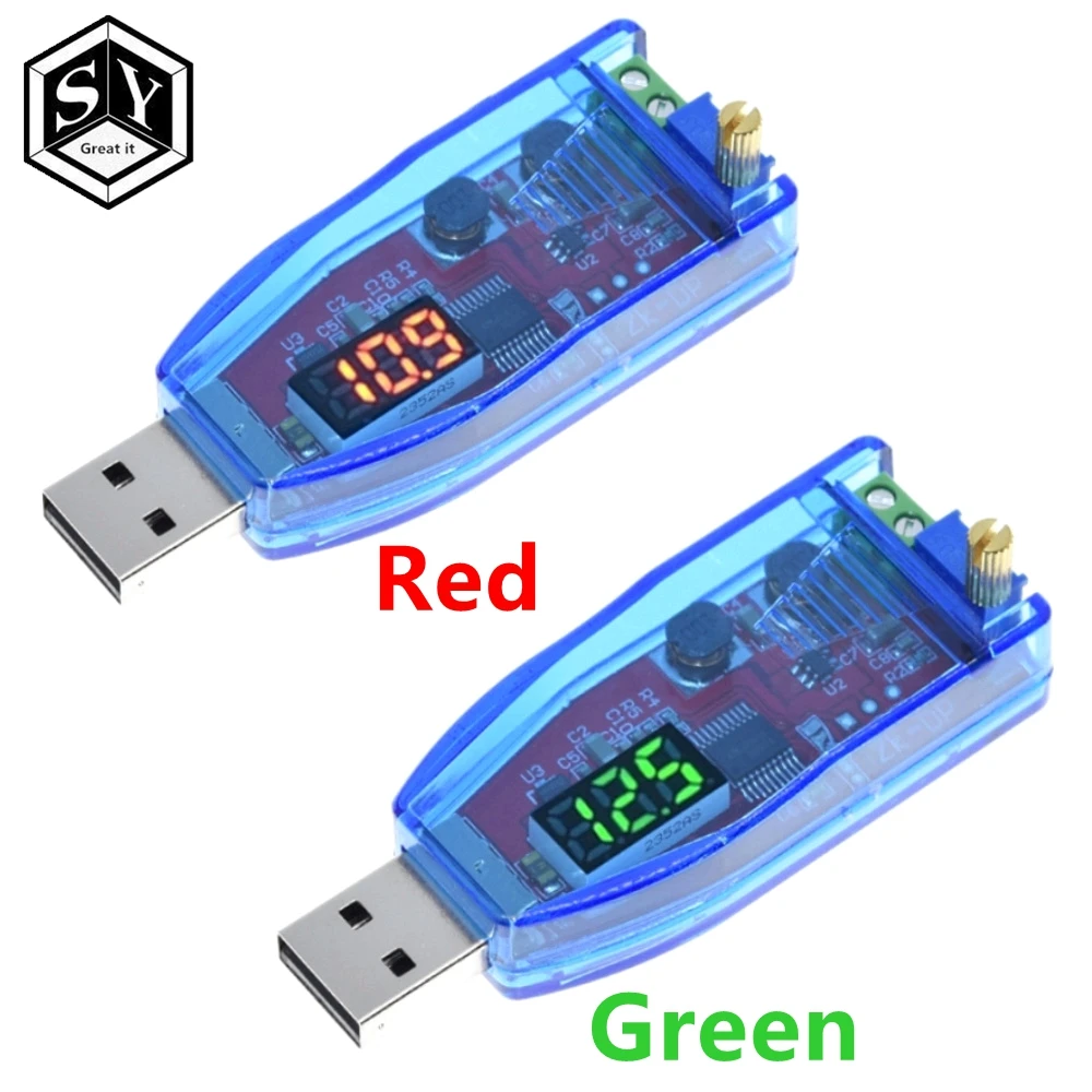 Светодиодный DC-DC 5V DC/DC 1-24V регулируемый потенциометр USB Шаг вверх/вниз Buck
