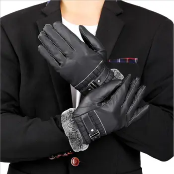 

2019 Brand New Men Women Winter Warm Gloves Retro Thickened PU Leather Touchscreen Gloves Plush Cuff Outdoors Anti-skid Gloves
