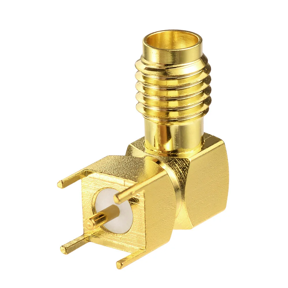 Superbat SSMA Female Right Angle through Hole PCB Mount RF Coaxial Connector Electronic Component for RF Applications