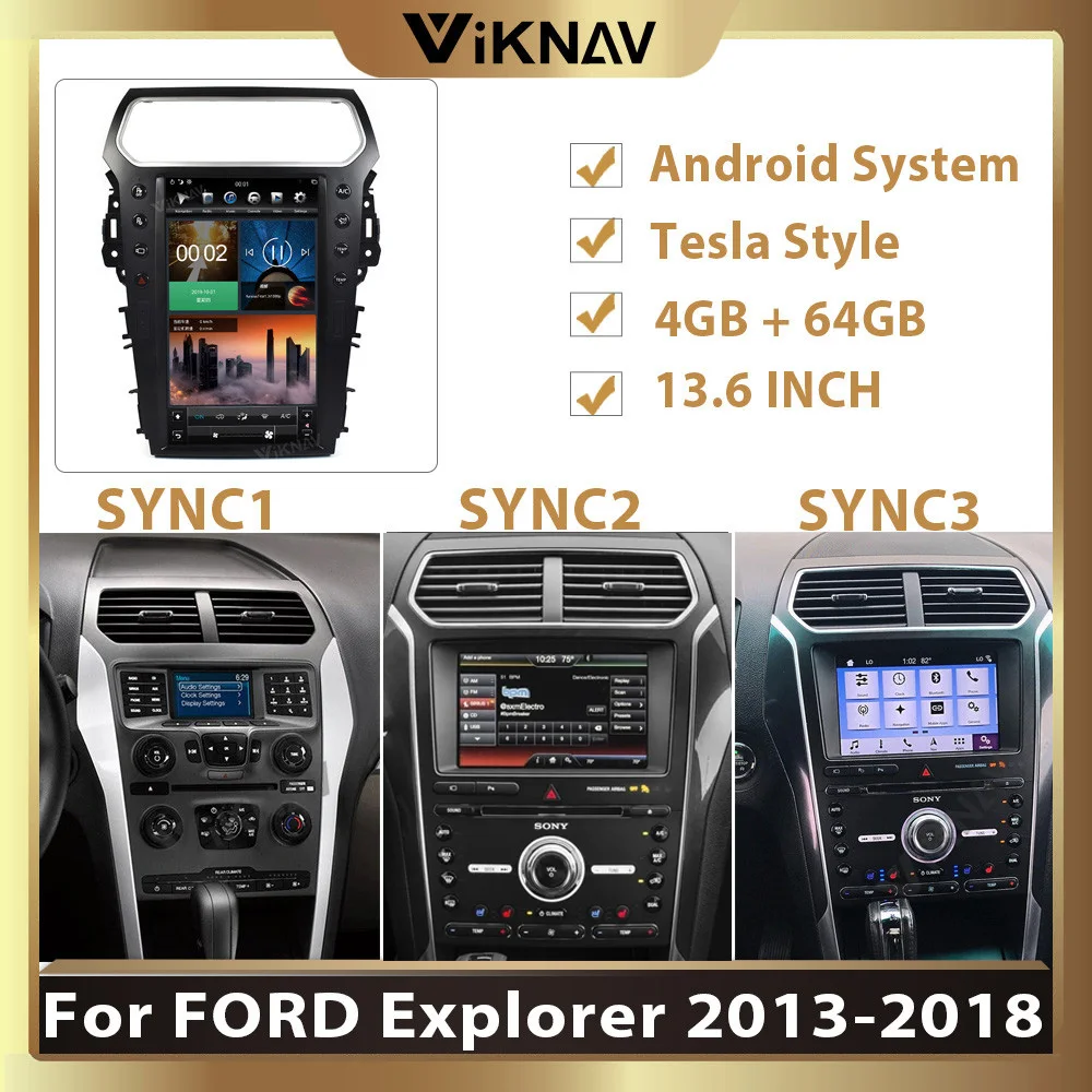 Автомобильный GPS-навигатор с вертикальным экраном 13 6 дюйма Android для FORD Explorer 2013-2018