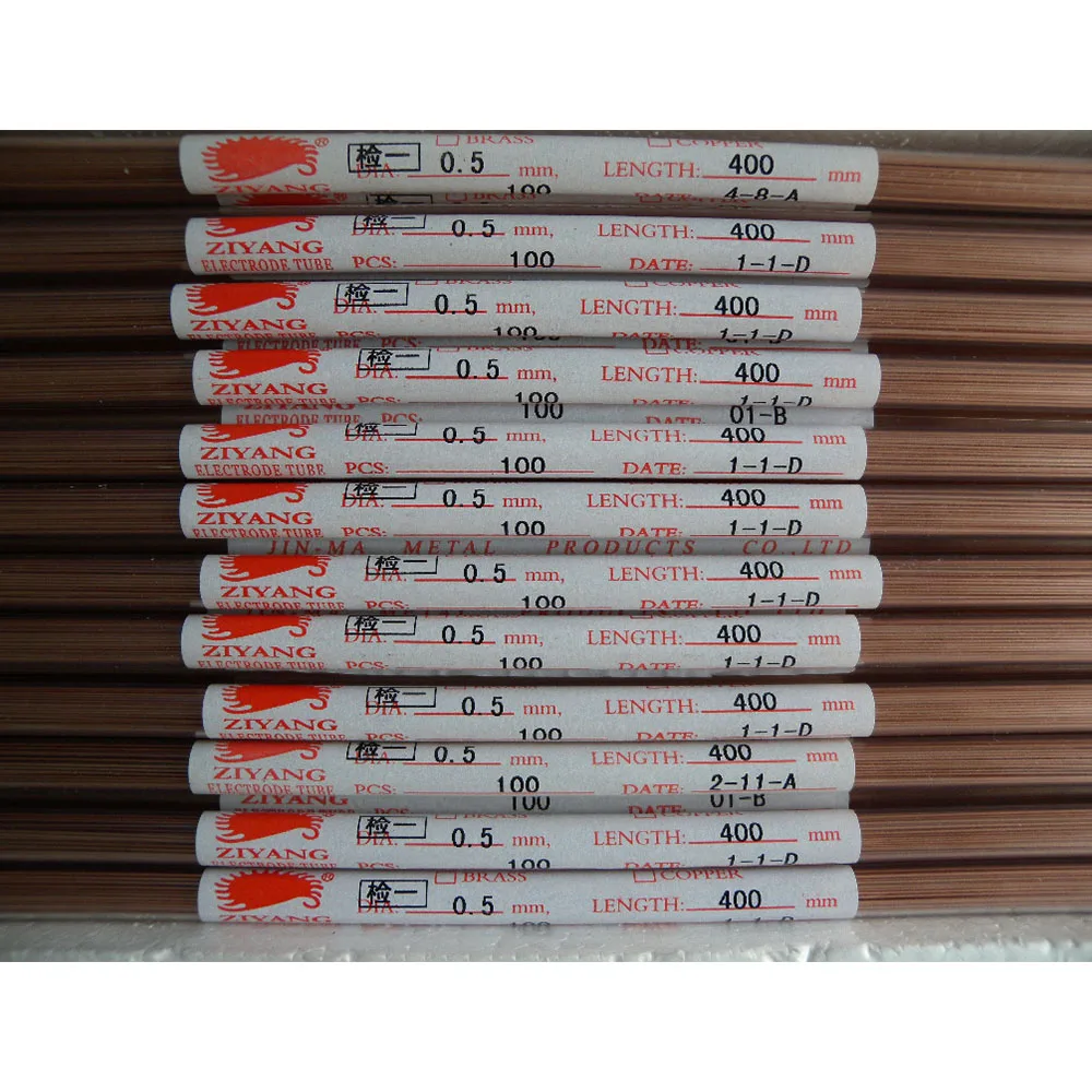 Copper Electrode Tube Ziyang 0.5*400mm Single Hole for EDM Drilling Electric Machine