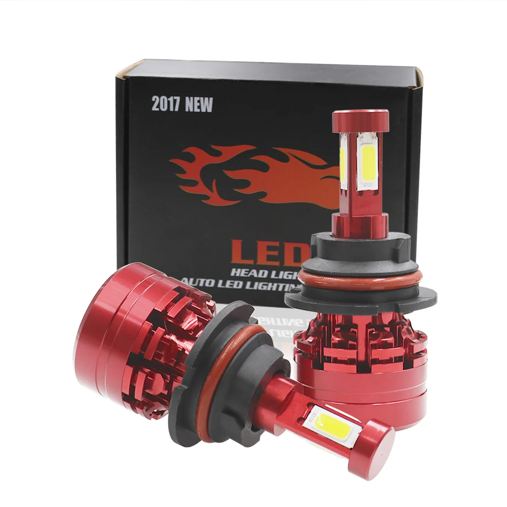 

Free Shipping 4 side LED Headlight Bulbs Super Bright 9007 High low Beam 6500K White 60W 6000LM -2 Years Warranty
